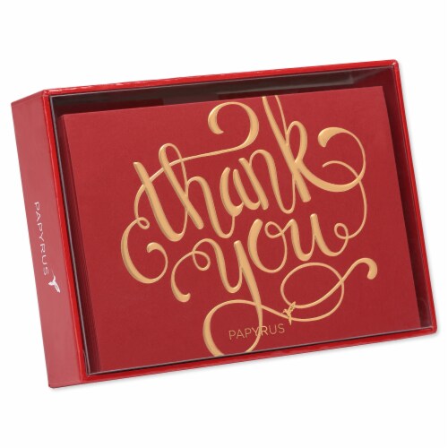 Papyrus Red and Gold Boxed Thank You Cards Perspective: top
