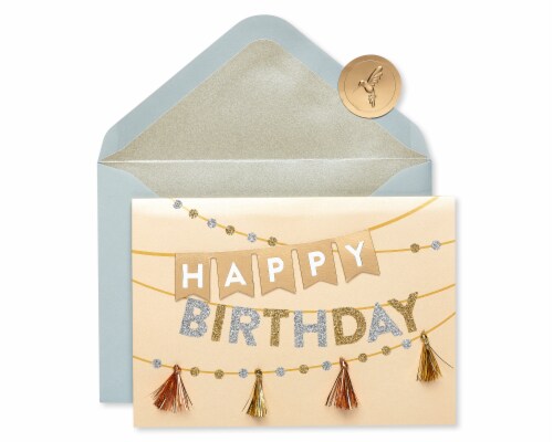 Papyrus Happy Birthday Card (Metallic Banner) Perspective: top