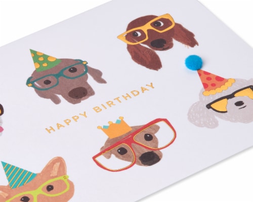 Papyrus Birthday Card (Dogs with Glasses) Perspective: top