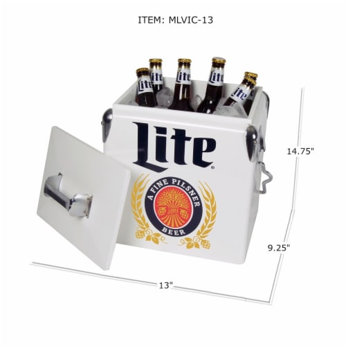 Koolatron Miller Lite Retro Ice Chest Cooler With Bottle Opener Perspective: top