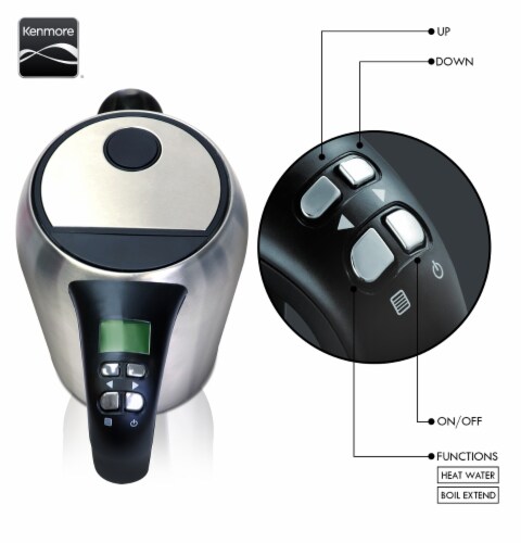 Kenmore Stainless Steel Digital Cordless Kettle Perspective: top