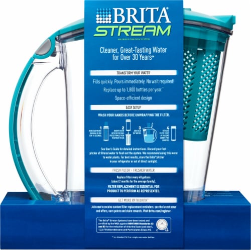 Brita Large Lake Blue Stream Water Fitler Pitcher with Stream Filter Perspective: top