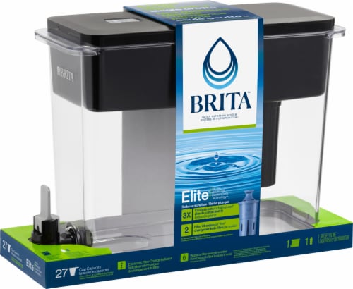 Brita UltraMax Extra Large Black 27 Cup Filtered Water Dispenser with Elite Filter Perspective: top