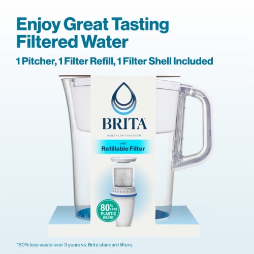 Brita Refillable Water Filtration System with Large 10 Cup Pitcher and Refillable Filter Perspective: top