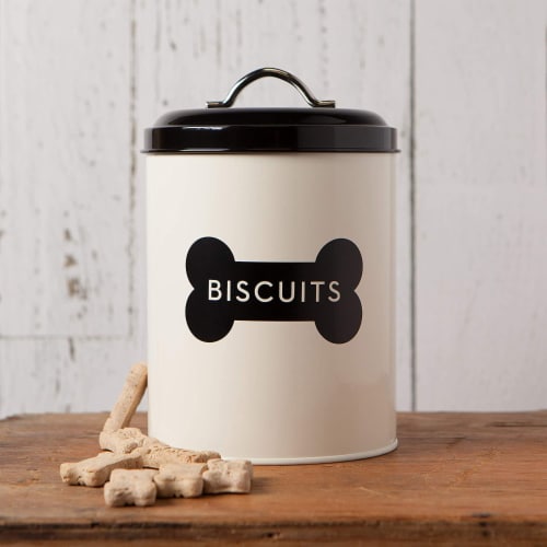 Now Designs Dog Biscuit Metal Treat Tin - Ivory Perspective: top