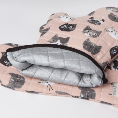 Jubilee Heat Resistant Quilted Oven Mitts Cats Meow Set of 2 Perspective: top