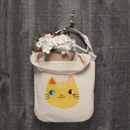 Danica Studio Cotton To and Fro Tote Bag with Extra Wide Handles Meow Meow Perspective: top