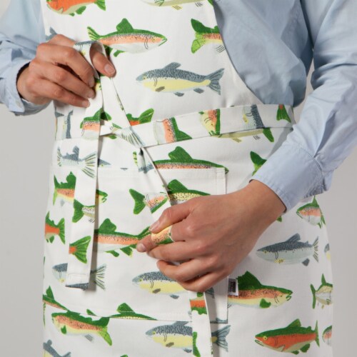 Now Designs Unisex Adjustable Cotton Gone Fishin Kitchen Apron Perspective: top