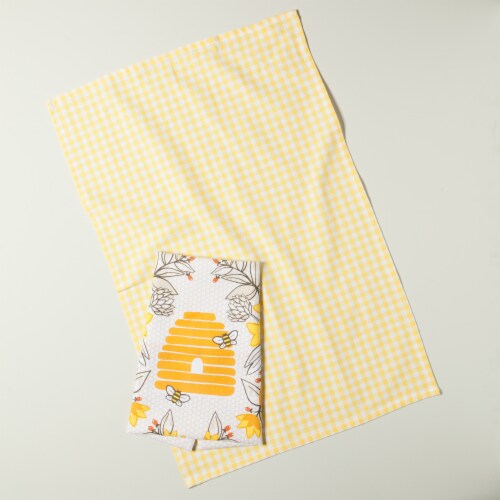Now Designs 100% Cotton Woven Bee Print Kitchen Dish Towels Perspective: top