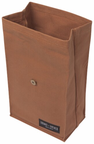 Heirloom 100% Cotton Lunch Bag for Work and School with Magnetic Closure Brown Perspective: top