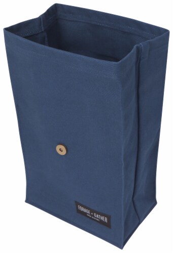 Heirloom 100% Cotton Lunch Bag for Work and School with Magnetic Closure Blue Perspective: top