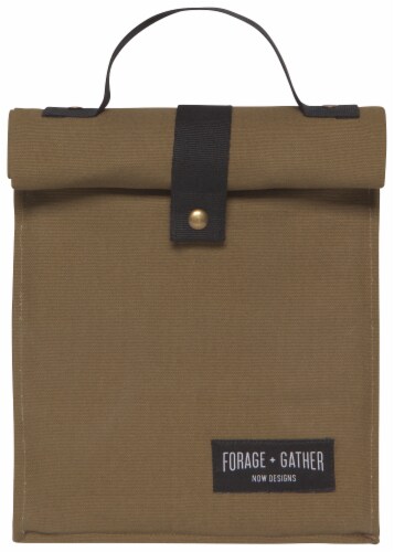 Heirloom 100% Cotton Lunch Bag for Work and School with Magnetic Closure Green Perspective: top