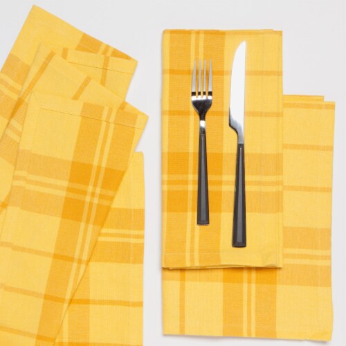 Now Designs Second Spin Plaid Napkin - Yellow Perspective: top