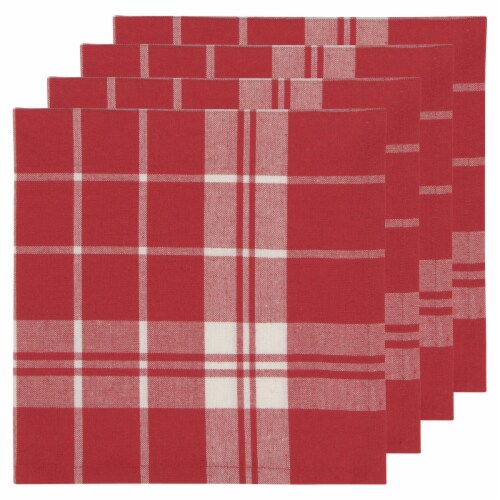 Now Designs Second Spin Plaid Napkin Chili - Red Perspective: top