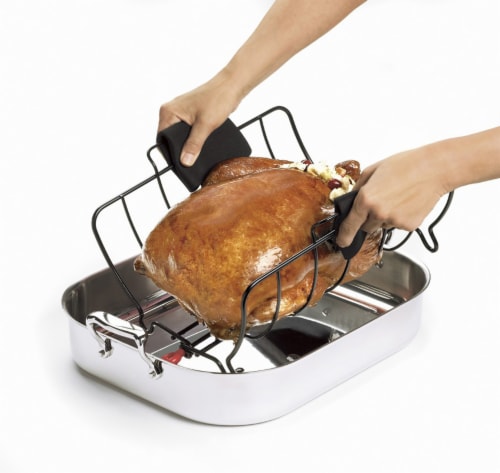 Cuisipro Roast & Serve Non-Stick Turkey and Poultry Roasting Rack, Black Perspective: top
