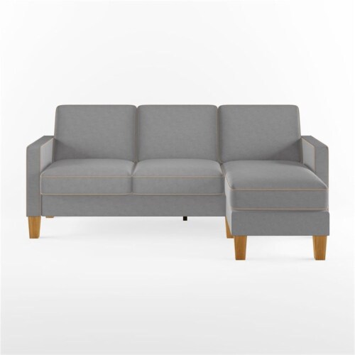 Novogratz Bowen Sectional Sofa L-Shaped Couch in Grey Perspective: top