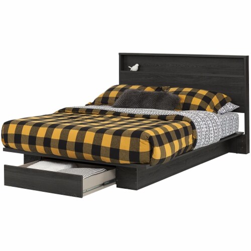 South Shore Holland Wood Full Queen Platform Bed in Gray Oak 1