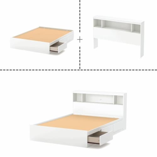 South Shore Reevo Full Storage Bed in White Perspective: top