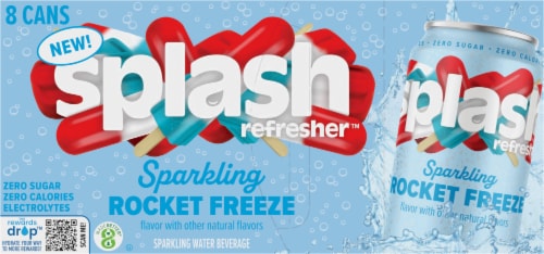 Splash Refresher™ Rocket Freeze Flavor Sparkling Water Cans Perspective: top