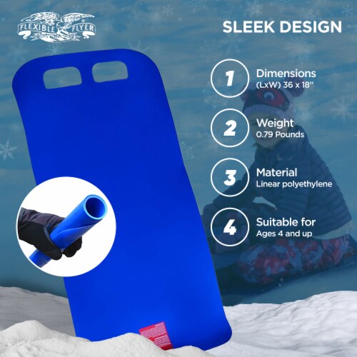 Flexible Flyer Flying Carpet Lightweight Roll Up Plastic Winter Snow Sled, Blue Perspective: top
