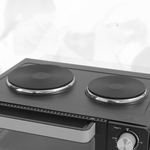 NutriChef PKRTO28 Kitchen Countertop Convection Oven Cooker with Warming Plates Perspective: top