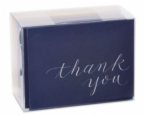 American Greetings Navy Blue Thank You Cards with Kraft-Style Envelopes Perspective: top