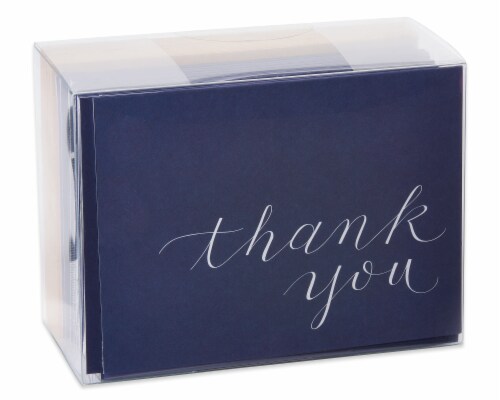 American Greetings Navy Blue Thank You Cards with Kraft-Style Envelopes Perspective: top