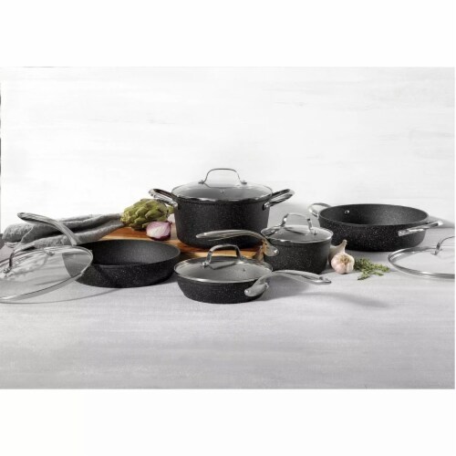 The Rock by Starfrit 10-Piece Cookware Set Perspective: top