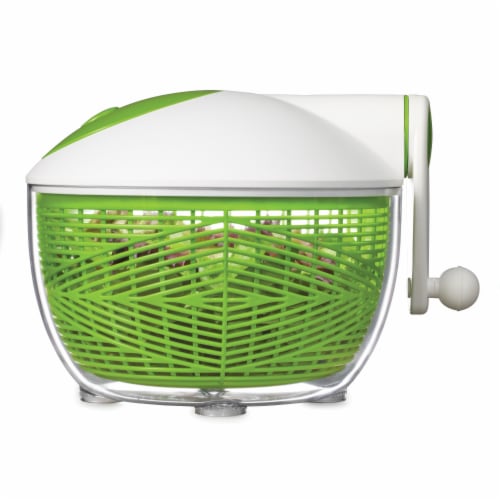 Starfrit 5 qt Salad Spinner, Green & White Perspective: top