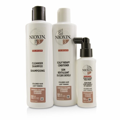 Nioxin System 3 Kit 10.1oz Color Safe Cleanser Shampoo, 10.1 oz Color Safe Scalp Therapy Cond Perspective: top