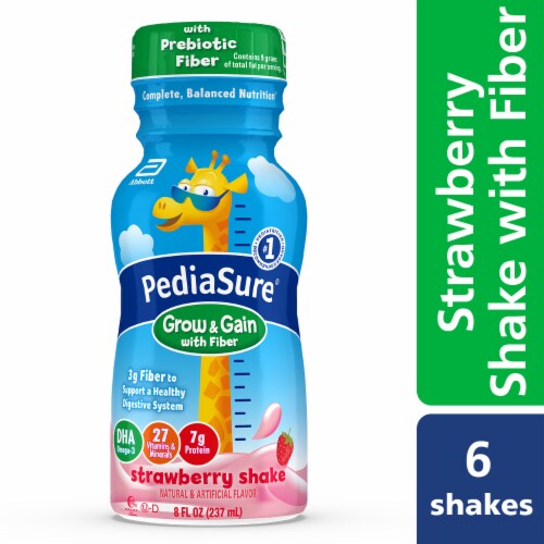 PediaSure Grow & Gain with Fiber Strawberry Shake Drink Perspective: top