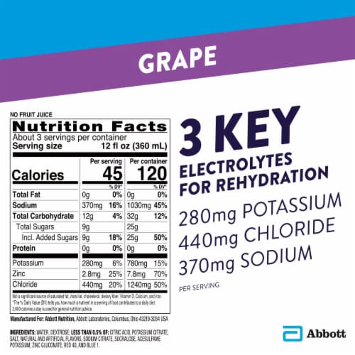 Pedialyte® Advanced Rehydration Grape Electrolyte Solution Drink Perspective: top