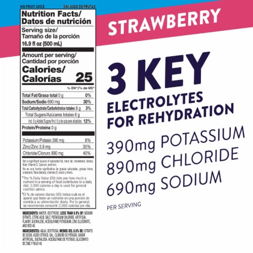 Pedialyte® Fast Hydration Strawberry Electrolyte Solution Drink Perspective: top