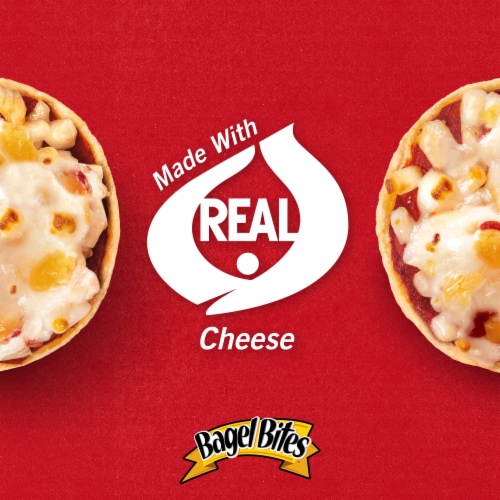 Bagel Bites Three Cheese Mini Pizza Bagel Frozen Snacks Perspective: top