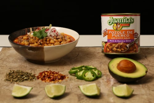 Juanita’s Foods Ready to Serve Pork Pozole with Red Chile Soup, 25 oz Can Perspective: top