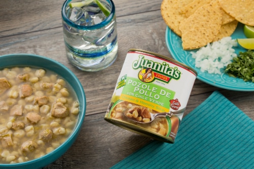 Juanita’s Foods Ready to Serve Chicken Pozole with Green Chile Soup, 25 oz Can Perspective: top