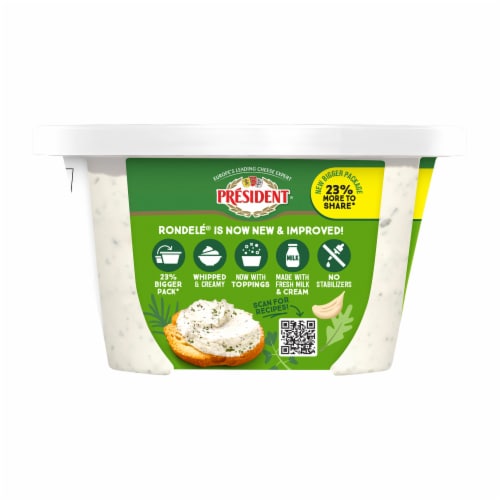 Président® Rondelé® Creamy Whipped Garlic & Herbs Spreadable Cheese 8 oz Perspective: top