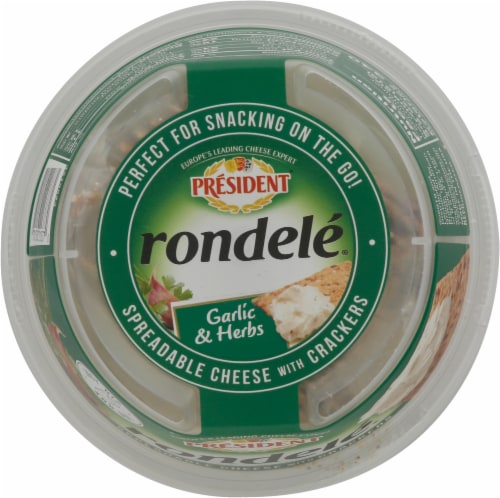President Rondele® Garlic & Herbs Spreadable Cheese with Crackers Perspective: top