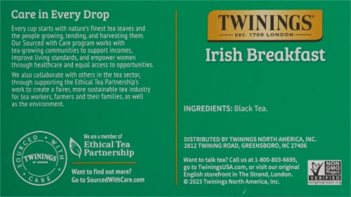 Twinings of London® Irish Breakfast Tea Bags Perspective: top