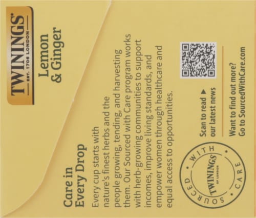Twinings® Of London Lemon & Ginger Herbal Tea Bags Perspective: top