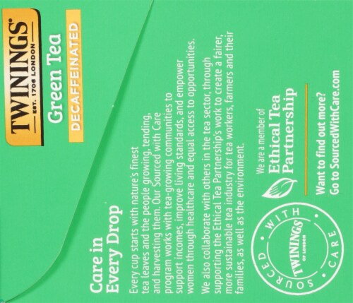 Twinings Of London Decaffeinated Green Tea Bags Perspective: top