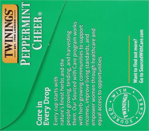 Twinings® Of London Peppermint Cheer® Caffeine Free Herbal Tea Bags Perspective: top
