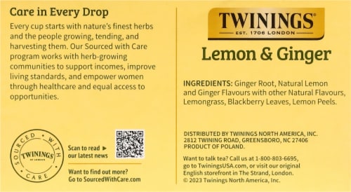 Twinings® Tea Lemon & Ginger Herbal Tea Perspective: top