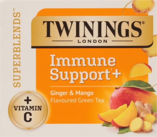 Twinings® of London Immune Support+ Ginger & Mango Flavored Green Tea Perspective: top