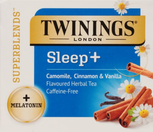 Twinings® of London Sleep+ Melatonin Camomile, Cinnamon, & Vanilla Flavoured Herbal Tea Perspective: top