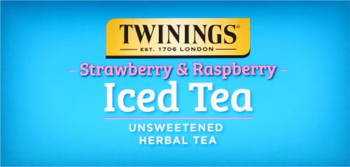 Twinings® Strawberry & Raspberry Unsweetened Herbal Iced Tea Pitcher Bags Perspective: top