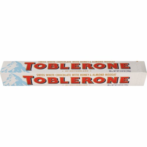 Toblerone Swiss White Chocolate with Honey & Almond Nougat Chocolate Bar Perspective: top