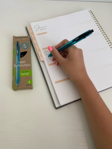 BIC® ReVolution™ Recycled Retractable Blue Ballpoint Pens Perspective: top