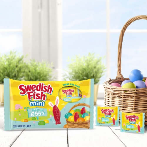 SWEDISH FISH Mini with Assorted Eggs Soft & Chewy Easter Candy Treat Size Bags Perspective: top