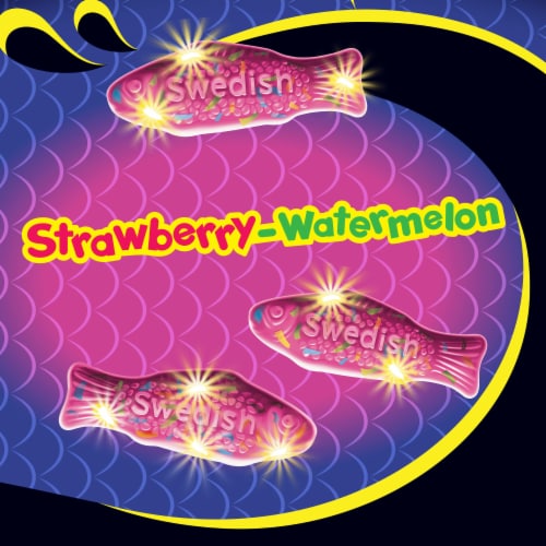 SWEDISH FISH Mini Glow Ups Strawberry Watermelon Soft & Chewy Candy Perspective: top